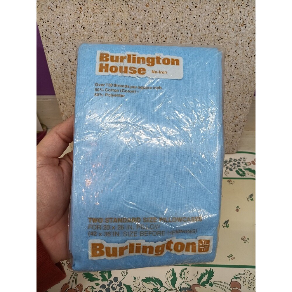 Vintage Burlington House Blue Pillow Cases Standard Size